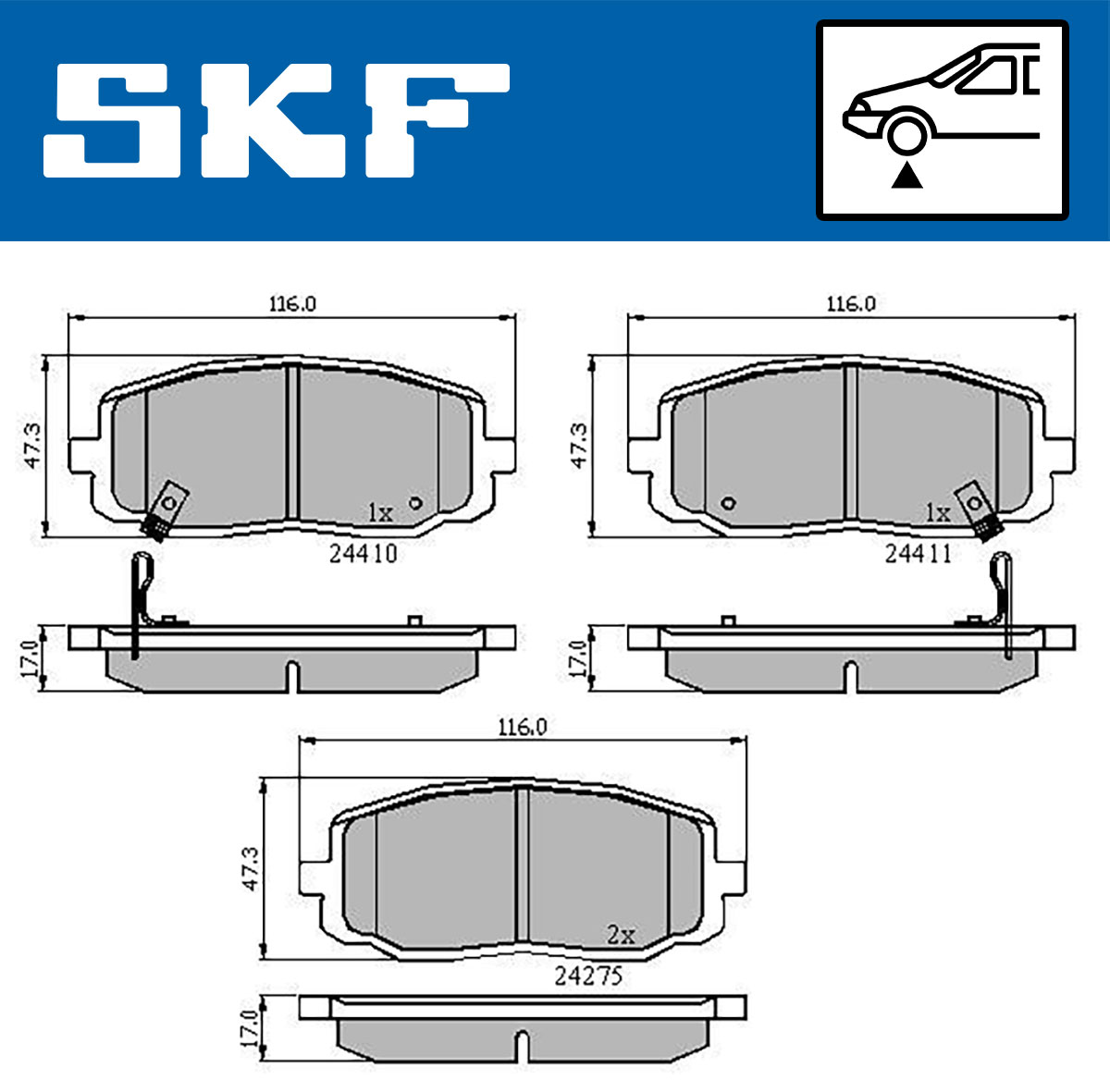 Set placute frana,frana disc VKBP 80256 A SKF
